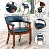 image:imageConvenience Concepts Take a Seat Dillon Armchair with Wheels in Blue Vegan Leather Fabric and WoodBlue