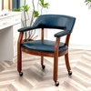 image:imageConvenience Concepts Take a Seat Dillon Armchair with Wheels in Blue Vegan Leather Fabric and WoodBlue