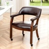 image:imageConvenience Concepts Take a Seat Dillon Armchair with Wheels in Blue Vegan Leather Fabric and WoodEspresso
