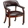 image:imageConvenience Concepts Take a Seat Dillon Armchair with Wheels in Blue Vegan Leather Fabric and WoodEspresso