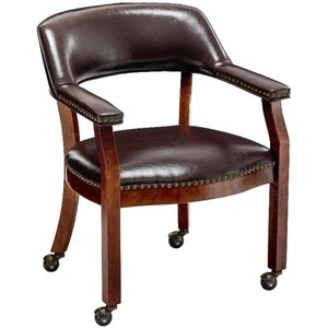 image:imageConvenience Concepts Take a Seat Dillon Armchair with Wheels in Blue Vegan Leather Fabric and WoodEspresso