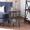 image:imageConvenience Concepts American Heritage Round End Table with Shelf MahoganyWirebrush Dark Gray