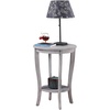 image:imageConvenience Concepts American Heritage Round End Table with Shelf MahoganyWirebrush Light Gray