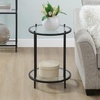 image:imageConvenience Concepts Royal Crest Glass Round End Table 18  2 Tier Modern Contemporary Side Accent with Storage Shelf for Living or Family Room BlackGlassBlack