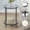 image:imageConvenience Concepts Royal Crest Glass Round End Table 18  2 Tier Modern Contemporary Side Accent with Storage Shelf for Living or Family Room BlackGlassBlack