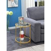 image:imageConvenience Concepts Royal Crest Glass Round End Table 18  2 Tier Modern Contemporary Side Accent with Storage Shelf for Living or Family Room BlackGlassGold