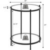 image:imageConvenience Concepts Royal Crest Glass Round End Table 18  2 Tier Modern Contemporary Side Accent with Storage Shelf for Living or Family Room BlackGlassBlack