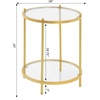 image:imageConvenience Concepts Royal Crest Glass Round End Table 18  2 Tier Modern Contemporary Side Accent with Storage Shelf for Living or Family Room BlackGlassGold