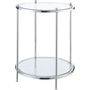 image:imageConvenience Concepts Royal Crest Glass Round End Table 18  2 Tier Modern Contemporary Side Accent with Storage Shelf for Living or Family Room BlackGlassChrome
