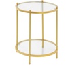 image:imageConvenience Concepts Royal Crest Glass Round End Table 18  2 Tier Modern Contemporary Side Accent with Storage Shelf for Living or Family Room BlackGlassGold