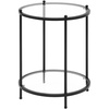 image:imageConvenience Concepts Royal Crest Glass Round End Table 18  2 Tier Modern Contemporary Side Accent with Storage Shelf for Living or Family Room BlackGlassBlack