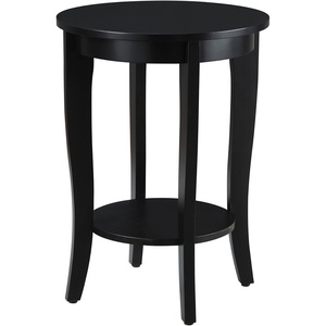image:imageConvenience Concepts American Heritage Round End Table with Shelf MahoganyBlack