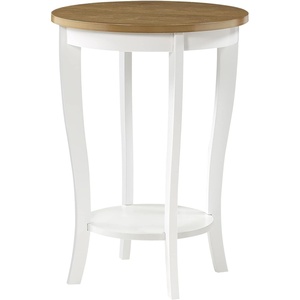 image:imageConvenience Concepts American Heritage Round End Table with Shelf MahoganyDriftwoodWhite