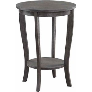 image:imageConvenience Concepts American Heritage Round End Table with Shelf MahoganyWirebrush Dark Gray