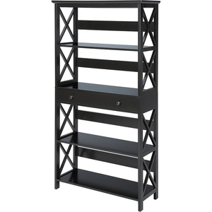 image:imageConvenience Concepts Oxford 5 Tier Bookcase with Drawer White1175D x 315W x 5975HBlack
