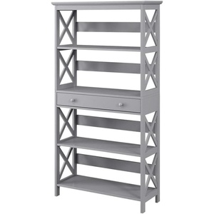 image:imageConvenience Concepts Oxford 5 Tier Bookcase with Drawer White1175D x 315W x 5975HGrey