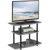 image:imageConvenience Concepts Designs2Go No Tools 3Tier TV Stand 315  Entertainment Center for TVs up to 37 Inches Modern TV Console with Shelves for Living Room Family Room Light OakGray  Black
