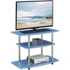 image:imageConvenience Concepts Designs2Go No Tools 3Tier TV Stand 315  Entertainment Center for TVs up to 37 Inches Modern TV Console with Shelves for Living Room Family Room Light OakBlue