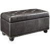 image:imageConvenience Concepts Designs4Comfort 7th Avenue Ottoman Bench 355  Modern Upholstered Footstool amp Seat with Hinged Lid amp Storage for Living Room Bedroom amp Entryway Tan FabricEspresso Faux Leather