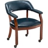 image:imageConvenience Concepts Take a Seat Dillon Rolling Armchair 2525  Traditional Accent with Wheels Transitional Swivel Desk or Table Chair for Office amp Dining Room Black Vegan LeatherBlue