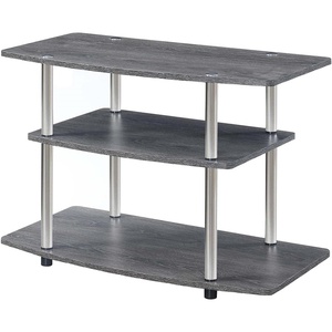 image:imageConvenience Concepts Designs2Go No Tools 3Tier TV Stand 315  Entertainment Center for TVs up to 37 Inches Modern TV Console with Shelves for Living Room Family Room Light OakWeathered Gray
