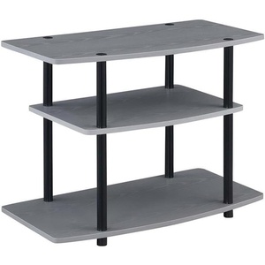 image:imageConvenience Concepts Designs2Go No Tools 3Tier TV Stand 315  Entertainment Center for TVs up to 37 Inches Modern TV Console with Shelves for Living Room Family Room Light OakGray  Black