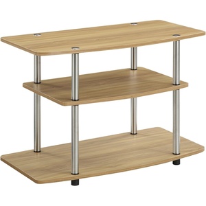 image:imageConvenience Concepts Designs2Go No Tools 3Tier TV Stand 315  Entertainment Center for TVs up to 37 Inches Modern TV Console with Shelves for Living Room Family Room Light OakLight Oak