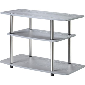 image:imageConvenience Concepts Designs2Go No Tools 3Tier TV Stand 315  Entertainment Center for TVs up to 37 Inches Modern TV Console with Shelves for Living Room Family Room Light OakGrey