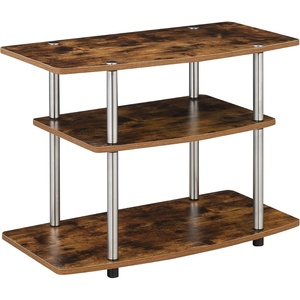 image:imageConvenience Concepts Designs2Go No Tools 3Tier TV Stand 315  Entertainment Center for TVs up to 37 Inches Modern TV Console with Shelves for Living Room Family Room Light OakBarnwood