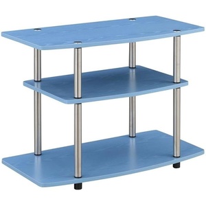 image:imageConvenience Concepts Designs2Go No Tools 3Tier TV Stand 315  Entertainment Center for TVs up to 37 Inches Modern TV Console with Shelves for Living Room Family Room Light OakBlue