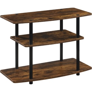 image:imageConvenience Concepts Designs2Go No Tools 3Tier TV Stand 315  Entertainment Center for TVs up to 37 Inches Modern TV Console with Shelves for Living Room Family Room Light OakBarnwoodBlack