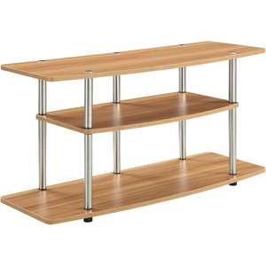 image:imageConvenience Concepts Designs2Go No Tools 3Tier Wide TV Stand 42  Entertainment Center for TVs up to 46 Inches Modern TV Mount with Shelves for Living Room BlackBlackLight Oak