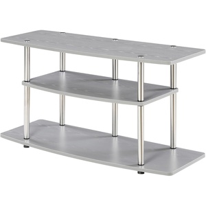 image:imageConvenience Concepts Designs2Go No Tools 3Tier Wide TV Stand 42  Entertainment Center for TVs up to 46 Inches Modern TV Mount with Shelves for Living Room BlackBlackGrey