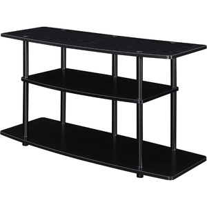 image:imageConvenience Concepts Designs2Go No Tools 3Tier Wide TV Stand 42  Entertainment Center for TVs up to 46 Inches Modern TV Mount with Shelves for Living Room BlackBlackBlackBlack