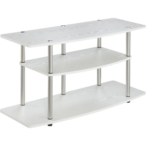 image:imageConvenience Concepts Designs2Go No Tools 3Tier Wide TV Stand 42  Entertainment Center for TVs up to 46 Inches Modern TV Mount with Shelves for Living Room BlackBlackWhite