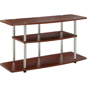 image:imageConvenience Concepts Designs2Go No Tools 3Tier Wide TV Stand 42  Entertainment Center for TVs up to 46 Inches Modern TV Mount with Shelves for Living Room BlackBlackEspresso