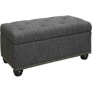 image:imageConvenience Concepts Designs4Comfort 7th Avenue Ottoman Bench 355  Modern Upholstered Footstool amp Seat with Hinged Lid amp Storage for Living Room Bedroom amp Entryway Tan FabricDark Charcoal Gray Fabric