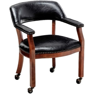 image:imageConvenience Concepts Take a Seat Dillon Rolling Armchair 2525  Traditional Accent with Wheels Transitional Swivel Desk or Table Chair for Office amp Dining Room Black Vegan LeatherBlack