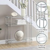 image:imageConvenience Concepts Royal Crest Glass Oval Entryway Table 315  Modern 3Tier Hall Table with Storage Shelves Contemporary Sofa Table for Living Room Console Table for Family Room GlassChrome
