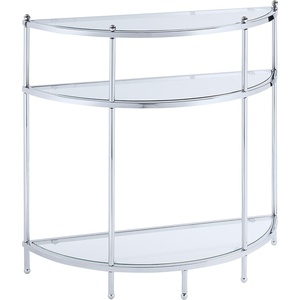 image:imageConvenience Concepts Royal Crest Entryway Table Chrome  GlassClear GlassChrome Frame
